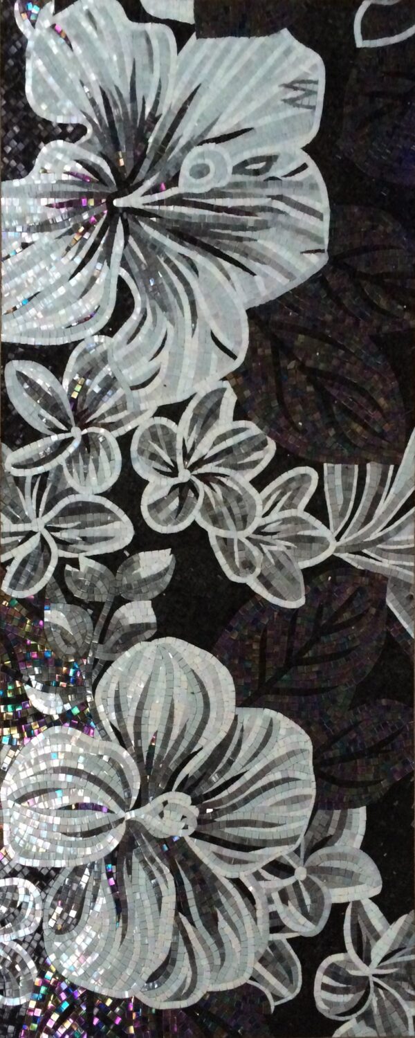 Handmade Flower Mosaic Art #155 | Botanical Tile Wall Decor