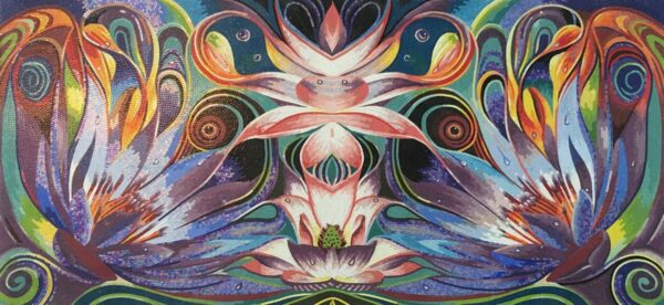 handmade_flower_156 Handmade Flower Mosaic Art #156 | Botanical Tile Wall Decor