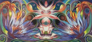 Handmade Flower Mosaic Art #156 | Botanical Tile Wall Decor