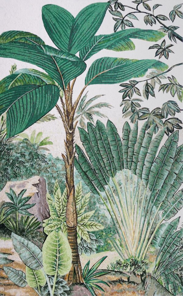 Handmade Flower Mosaic Art #159 | Botanical Tile Wall Decor