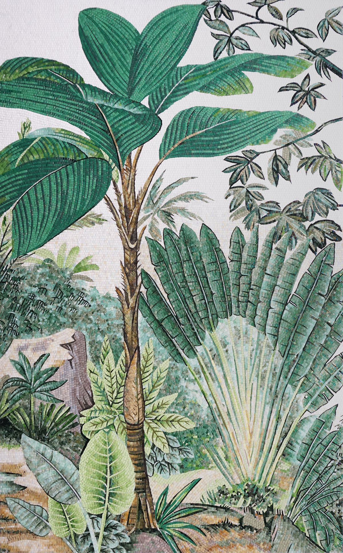 Handmade Flower Mosaic Art #159 | Botanical Tile Wall Decor