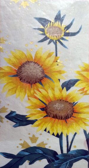 Handmade Flower Mosaic Art #160 | Botanical Tile Wall Decor