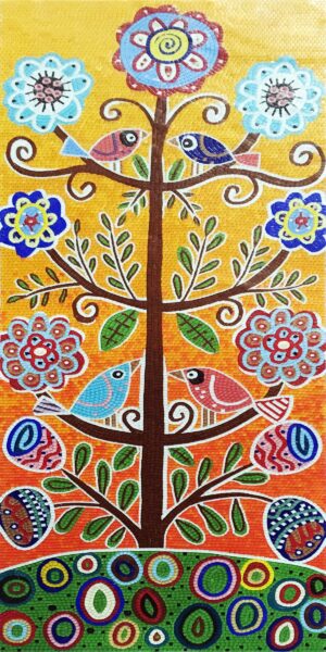 Handmade Flower Mosaic Art #164 | Botanical Tile Wall Decor