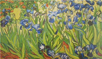 Handmade Flower Mosaic Art #169 | Botanical Tile Wall Decor