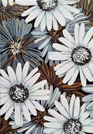 Handmade Flower Mosaic Art #175 | Botanical Tile Wall Decor