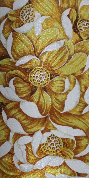 Handmade Flower Mosaic Art #178 | Botanical Tile Wall Decor