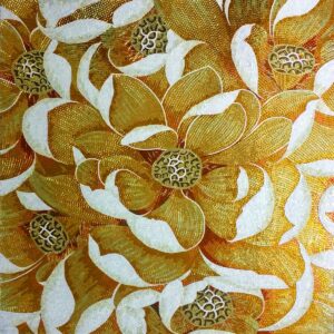 Handmade Flower Mosaic Art #179 | Botanical Tile Wall Decor