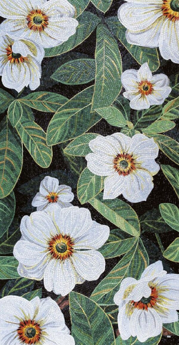 handmade_flower_180 Handmade Flower Mosaic Art #180 | Botanical Tile Wall Decor