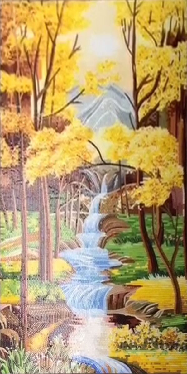 Handmade Flower Mosaic Art #182 | Botanical Tile Wall Decor