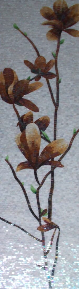 Handmade Flower Mosaic Art #185 | Botanical Tile Wall Decor