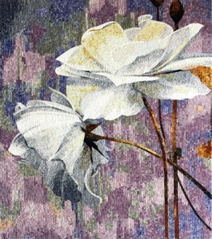 Handmade Flower Mosaic Art #186 | Botanical Tile Wall Decor