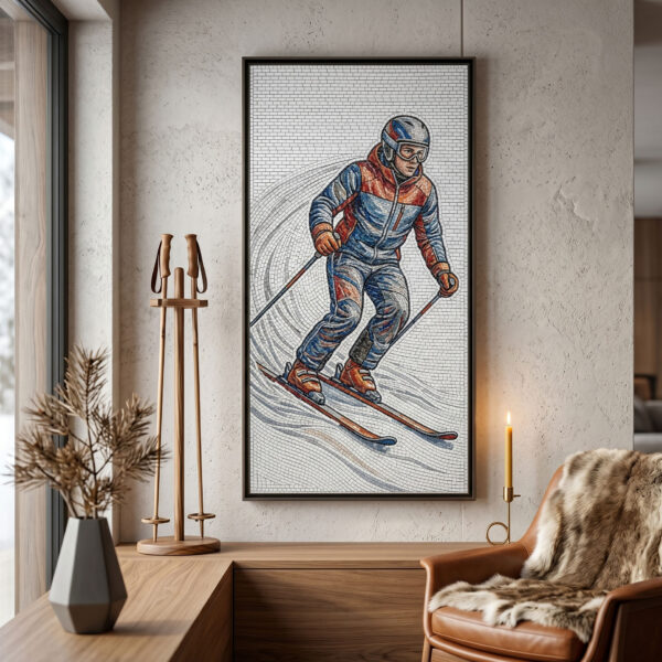 Skiing Mosaic Art
