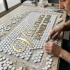 Custom Mosaic Alphabet Lettering Art Wall Decor Luxury Handcrafted Ceramic Tile Name Sign Monogram Initials Home