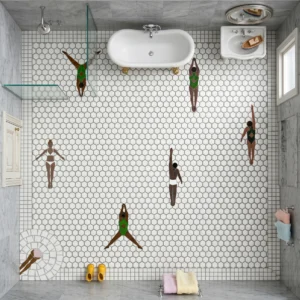 Product close-up - The Swimmers Mosaic tile design
