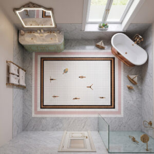 The Swimmers Mosaic — Art Deco Bathroom Floor Tile
