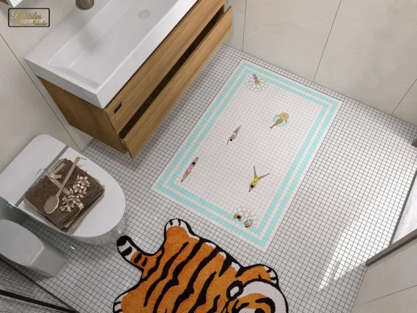 Floor Tile The Swimmers Mosaic — Art Deco Bathroom