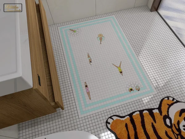 Floor Tile The Swimmers Mosaic — Art Deco Bathroom