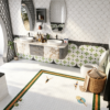 Pool Party Custom Mosaic Bathroom Floor Tile — Swimmers Collection