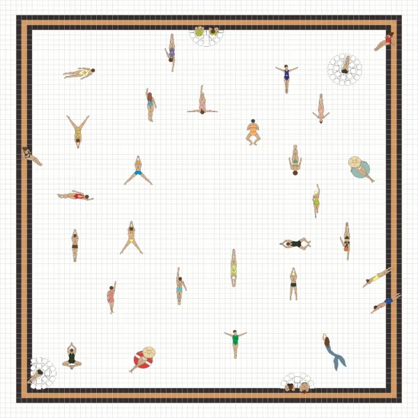 Swimmers Pool Mosaic Floor Tile Vol.3 - Large Format Bathroom Mosaic Art 28 Figures
