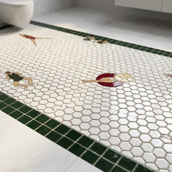 Swimmers Pool Mosaic Floor Tile Vol.3 - Large Format Bathroom Mosaic Art 28 Figures