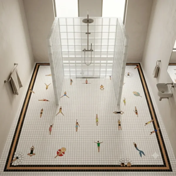 Swimmers Pool Mosaic Floor Tile Vol.3 - Large Format Bathroom Mosaic Art 28 Figures