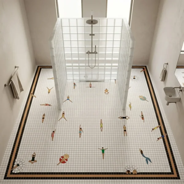 Swimmers Pool Mosaic Floor Tile Vol.3 - Large Format Bathroom Mosaic Art 28 Figures