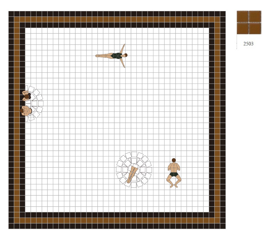 Pool Party Mosaic black and brown border design variant