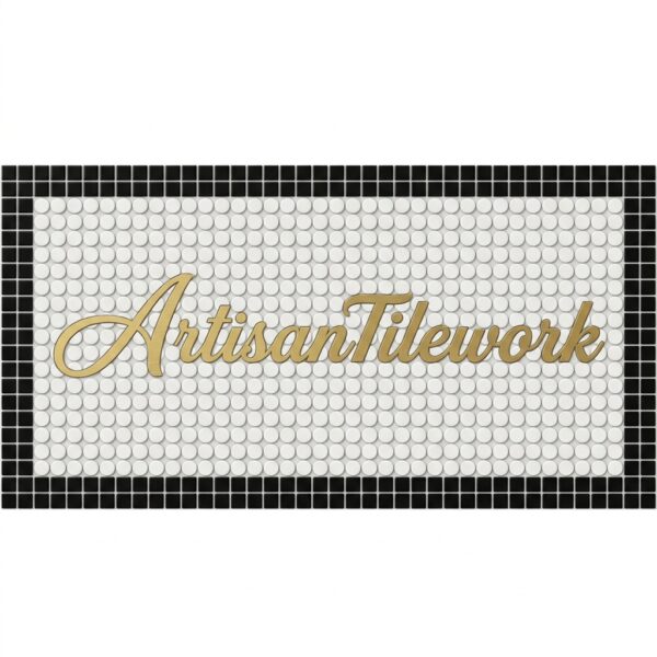 Custom Logo Mosaic Entrance Mat | Handmade Penny Round Tile Logo, Priced per m²