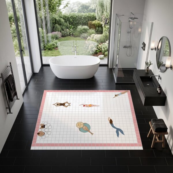 Swimmer Tile custom mosaic floor panel - BiliTiles