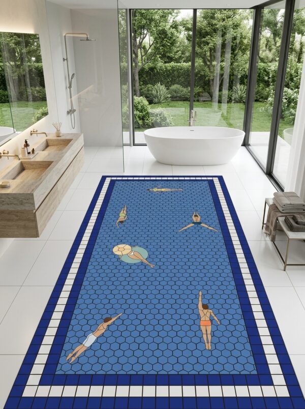 Swimmer Tile custom mosaic floor panel - BiliTiles
