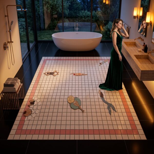 Swimmer Tile custom mosaic floor panel - BiliTiles